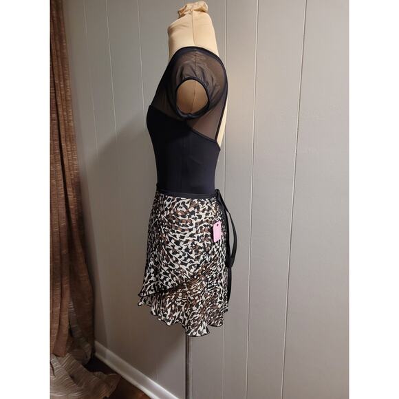 Jule Dancewear - Adult XL Leopard Print Ballet Wrap Skirt Chiffon Cotton Ribbons - Picture 4 of 7